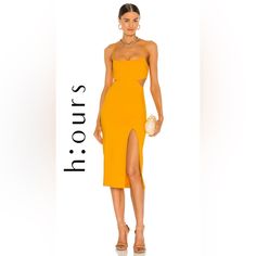 Revolve H:Ours Haydon Dress In Canary Yellow Dresses Revolve, Spanish Dress, Baby Blue Dresses, Red Midi, Tan Woman, Canary Yellow, Red Midi Dress, Pink Midi Dress, Bodycon Midi