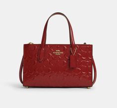 #ad Premium NWT Coach Nina Small Tote Bag In Signature Leather in Red CV400, Fashion Bags Canvas Leather Tote Bag, Canvas Leather Tote, Coach Tote Bags, Red Tote, Barrel Bag, Small Tote Bag, Leather Shoulder Handbags, Fancy Bags, Tote Bag Purse