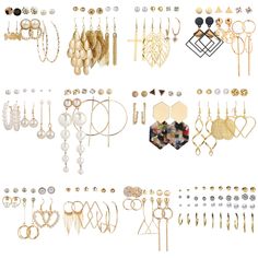 PRICES MAY VARY. Package included: You will get 86 pairs (12 sets) different styles earrings for women, adding a beautiful comprehensive set to your earring collection. Each is a different style, satisfy ladies different everyday dress up demands. Different women studs earrings have different glamour. Premium material: Our women earrings made of hypoallergenic 316L stainless steel, nickel-free and lead-free. These dangle earrings are light weight and comfortable to wearing, won't burden your ear Earrings Hoop Gold, Gold Earrings Set, Gold Jewelry Set, Special Gifts For Him, Popular Earrings, Bling Earrings, Types Of Earrings, Everyday Dress, Gold Jewelry Sets