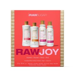 It's the most wonderful gift of the year! Bring cheer to skin and oomph to hair thanks to these clean, good-for-you ingredients and nourishing formulas. This must-have holiday gift set for adults includes our unisex Raw Coconut + Mango Body Wash, Moisture Loving Watermelon + Fresh Mint Body Wash, and the Volume Revive Shampoo and Conditioner. Raw Sugar products are made from Cold Pressed ingredients, a specialized hydraulic process that gently extracts vitamins, minerals, and enzymes from fresh Mango Body Wash, Mint Body Wash, Caress Body Wash, Volume Shampoo, Sugar Love, Natural Body Wash, Joy Gifts, Raw Coconut, Bath Gift Set