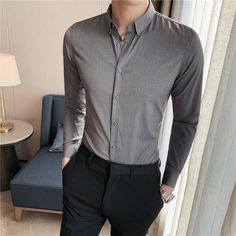 Men’s Easy Care Casual Slim Fit Shirt Features：  Product ID:LS0149 Material:Cotton,Polyester Season:Spring,Autumn,Winter Color:Dark Gray,Khaki,Light Gray,Wine Red,Blue  Size Chat： Gray Long Sleeve Shirt For Fall, Winter Business Shirt In Cotton, Winter Business Cotton Shirt, Solid Collared Winter Shirt, Solid Color Slim Fit Dress Shirt For Fall, Slim Fit Dress Shirt For Fall, Slim Fit Long Sleeve Dress Shirt For Fall, Gray Button-up Shirt For Winter, Winter Business Casual Button-up Shirt