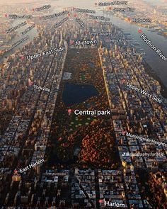 an aerial view of central park in new york city