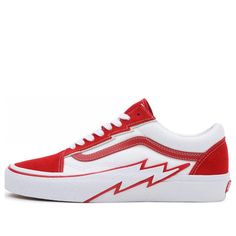 Vans Old Skool 2-Tone Bolt VN0009Q56RT (SNKR/Skate/Casual/Unisex/Low Top/Non-Slip/Wear-resistant) Vans Sneakers In University Red For Streetwear, Red Casual Skate Shoes For Skateboarding, Casual Red Skate Shoes For Skateboarding, White Skate Shoes With Red Sole For Skateboarding, Vans Old Skool, Old Skool, Low Top, Your Perfect, Sneakers