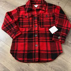 Falls Creek Shirt Jacjet Size Large 10/12 100% Polyester New Red Flannel Shirt For Winter, Red Winter Tops With Button Closure, Fall Button-up Tops For School, Button-up Fall Tops For School, Red Winter Tops With Pockets, Fall School Button-up Tops, Collared Tops For School In Fall, Red Winter Top For School, Button Closure Tops For School In Fall