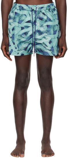 Recycled polyester-blend taffeta swim shorts. Graphic pattern printed throughout. · Drawstring at elasticized waistband · Three-pocket styling · Partial mesh lining Supplier color: Blues Brush Pattern, Graphic Patterns, Paul Smith, Blue Shorts, Brush Strokes, Swim Shorts, Apparel Accessories, Print Patterns, Swimming