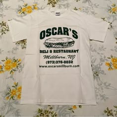 Oscar’s Deli & Restaurant Millburn Nj T-Shirt Nwot Size: S Fabric: 100% Cotton Small Stain At Bottom Of Shirt Otherwise In Perfect Condition. Bundle To Save Open To Offers Thrift Store Tshirts, Vintage Souvenir Shirt, 90s Shirts Vintage, Restaurant Merch, Deli Restaurant, Small Business Shirt, Sandwich Shop, Vintage Restaurant, Sandwich Shops