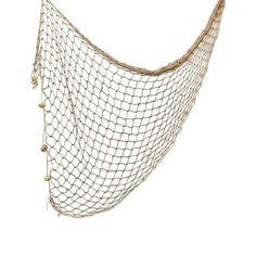 a large net hanging from the side of a wall with small beads on it's end