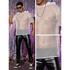 The hoodie mesh t-shirts for men are of stylish design, by layering with other clothing for a trendy cool look. The hooded mesh T-shirt is breathable, perfect for summer, and keeps you comfortable. You can wear the see-through mesh tee tops with joggers for beach outings, streetwear, workouts, or other casual events. White Mesh Tops For Streetwear, T Shirts White, Halloween Long Sleeve, Mesh Short, Mesh T Shirt, Sleeve Packaging, Short Sleeve Hoodie, Mesh Shorts, Pullover Shirt