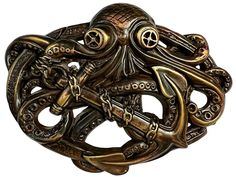 Copper Steampunk Pirate Octopus Kraken Boat Anchor Belt Buckle Fits 1-1/2" Belt   *Buckle Material: Zinc. *Buckle Size Approx: 4" x 2-3/4". *Fits up to 1-1/2"(38mm) wide belt strap. *High-Quality hand polished engraved buckle. Checkout Our Other Items: Belt Buckles | Belt Straps | Casual Belts | Conchos | Dress Belts             HA2333-MOEB Dragon Vampire, Copper Steampunk, Cool Octopus, 3d Octopus, Pirate Octopus, Buckles Belt, Steampunk Pirate, Turquoise Christmas, Dress Belts