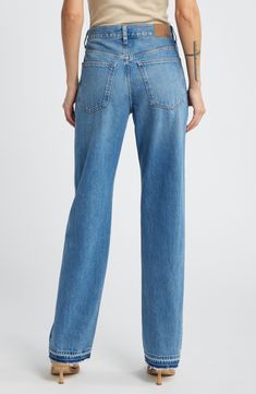 The cut: anchored at the high waist, these jeans are easy through the hips, have elongated relaxed straight legs and released hems. 32" inseam; 16" leg opening; 11 1/2" front rise; 14 1/2" back rise (size Medium) Zip fly with button closure Five-pocket style 100% cotton Machine wash, tumble dry Imported The High, Straight Jeans, Madewell, High Waist, Straight Leg, Nordstrom, High Waisted, Size Medium