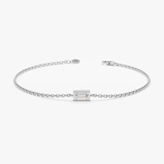 White Gold Diamond Baguette Bracelet Dainty Bracelet Stack, Solid Gold Bracelet, April Birthday, Bracelet Diamond, Diamond Birthstone, Birthstone Bracelet, Dainty Bracelet, Dainty Chain, Sparkling Diamond