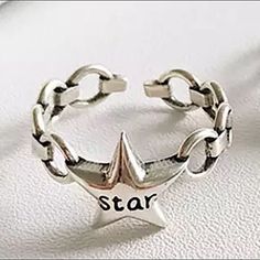 Resizable Sterling Silver Star Ring.Adjustable In Size -Other Listings Include- Necklace, Rings, Cuff, Bangle, Bracelets, Platinum, Sterling Silver, Gold, Unique, Beaded, Large, Big, Happy, Imperial, Smile, Chunky, Zodiac, Nameplate, Gen Z, Pastel, Chain, Cube, Stainless Steel, Smile, S Diamonds, Cubic Zirconia, Aquamarine, Emerald Rings, Sapphire, Ruby, Boho, Bohemian, Fashion, Handmade, Gem, Gemstones, Accessories, Fashionista, Crystals, Bling, Envywear, Stylish, Luxury, Fine, Pendant, Charm, Silver Star Ring, Boho Rings Gold, Rings Sapphire, Dainty Wedding Ring, Emerald Rings, Trending Bracelets, 9th Grade, Turquoise Bead Bracelet, Beautiful Wedding Rings