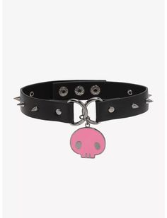 Kuromi Pink Skull Spiked Choker Kuromi Pink, Spiked Choker, Punk Looks, Kitty Clothes, Hello Kitty Clothes, Pink Skull, Hello Kitty Items, Leather Chokers, Gotham