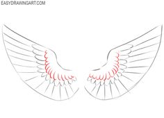 how to draw an angel wings with easy steps