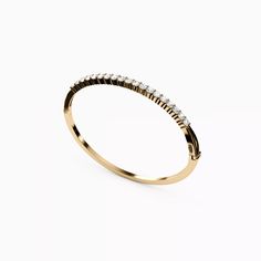 A hinged bangle bracelet perfect for stacking. But truly bold on its own. Hinged Bangle, Bangle Bracelet, Hinges, Gold Diamond, Bangle Bracelets, Bangles, White Gold, Bracelet, Gold