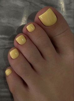 Yellow Pedicure, Toe Colors, Nail Nail Designs, Acrylic Nails Coffin Pink