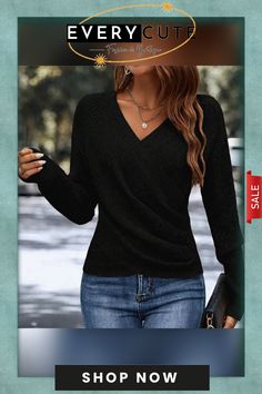 Black Plain V-neck Sweater Trendy V-neck Sweater For Fall Workwear, V-neck Tops For Winter Workwear, Black Long Sleeve V-neck Sweater For Layering, Black V-neck Top For Fall Workwear, Black V-neck Top For Workwear In Fall, Trendy V-neck Sweater For Work, Elegant Black V-neck Sweater For Work, Trendy V-neck Sweater For Workwear In Fall, Casual V-neck Sweater For Work In Fall