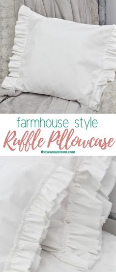 the farmhouse style ruffled pillowcase is made with white linen