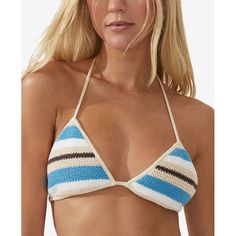 A Crochet Design Highlights This Women's Chic Bikini Top From Cotton On, The Perfect, Packable Pick For Your Next Beach Getaway. Approx. Model Height Is 5'6" And She Is Wearing A Size Small Removable Cups; No Underwire Tie Closure At Back; Adjustable Halter Shoulder Straps V-Neckline; Allover Crochet Design Lined Polyester, Cotton; Lining: Polyester, Elastane Machine Wash Imported Bikinis A Crochet, Crochet Size, Crochet Triangle, Beach Getaway, Crochet Design, Swimsuit Cover, Ladies Party, Cotton On, Crochet Designs