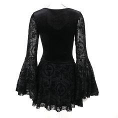 Please refer to our sizing chart for a guideline when choosing a size. 5 business days order processing time. 90% polyester 10% spandex. Gothic Long Sleeve Stretch Mini Dress, Fitted Gothic V-neck Dress, Gothic Stretch Long Sleeve Mini Dress, Gothic Style Dress With Lace Patchwork, Gothic Dresses With Lace Patchwork, Elegant Dresses With Lace Bell Sleeves, Gothic Fitted Mini Dress With Long Sleeves, Gothic Fitted Dress With Lace Patchwork, Gothic Stretch Mini Length Dresses