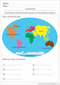 the world map worksheet for kids to learn how to write and label it