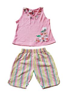 Striped Sleeveless Summer Sets, Spring Playwear Sets Sleeveless, Sleeveless Playwear Sets For Spring, Stretch Cotton Sleeveless Sets, Striped Sets For Spring Loungewear, Striped Tops For Playwear In Spring, Striped Tops For Spring Playwear, 2000s Toddler Outfits, Vertical Striped Pants