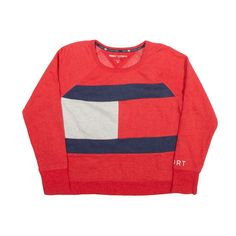 TOMMY HILFIGER Sport Sweatshirt Red Crew Neck Boys L Red Long Sleeve Sporty Sweatshirt, Red Crew Neck Sporty Sweatshirt, Red Sporty Crew Neck Sweatshirt, Red Crew Neck Sweatshirt Sporty Style, Sporty Red Top With Ribbed Cuffs, Red Long Sleeve Tops With Ribbed Cuffs, Sporty Red Cotton Sweatshirt, Red Sporty Cotton Sweatshirt, Red Cotton Sporty Sweatshirt