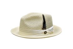 This hand-woven natural poly-braid fedora hat is perfect for any number of occasions. However, this isn't your ordinary fedora. Featuring a snap brim with a vented crown is the perfect answer to every warm weather wardrobe question. The snap brim can be worn up or down and the vented crown is blocked in a traditional center dent style and is surrounded by a satin hat band. The interior features a cotton moisture wicking inner band for an added level of comfort. Brim: 2.25" Snap Material: 100% Na Braided Panama Hat With Flat Brim For Spring, Casual Fitted Woven Hat, Formal Spring Fedora Straw Hat, Fitted White Straw Fedora, Formal Spring Straw Fedora Hat, Fitted Flat Bill Panama Hat For Spring, Braided Fedora Panama Hat For Spring, Western Fedora With Flat Bill For Spring, Western Style Fedora With Flat Bill For Spring