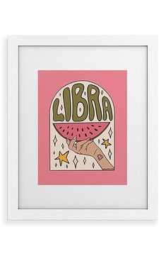 a pink poster with the word libra on it