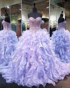 Sleeveless Lilac Quinceanera Dress with Crystals $290.00 Lilac Quinceanera, Lilac Quinceanera Dresses, Dress With Crystals, Dresses Ruffles, Colored Wedding Gowns, Western Wedding Dresses, Prom Dresses 2019, Dresses Ball Gown, Quinceanera Dress