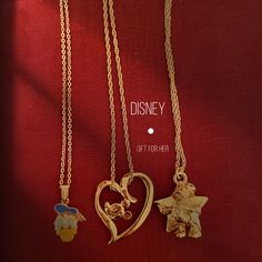 Disney Necklace Mickey And Donald From Tokyo Japan Disney Land And One From Taiwan. 3-Necklace Combo Origin: Japan And Taiwan Condition: Pre-Owned, Vintage And Handpicked Material/ Technique: Gold Plated And Enamel. Color May Be Slightly Different Due To Lighting. See More From Video. Pendant Could Be Separated From Chain. You Can Replace With Other Chain. Before-Purchase Note: All Of Our Products Are Vintage And Pre-Owned. They Definitely Have Some Signs Of Being Used And Loved. Please Make Sure That You Read Description And Examine Throughly Via Pictures/ Videos. We Try Our Best To Display Products In Many Angles With Good Lighting As We Can. Feel Free To Message Us If You Have A Mickey And Donald, Disney Necklace, Mickey Mouse Donald Duck, Disney Gold, Necklace Combo, Good Lighting, Disney Jewelry, Tokyo Japan, Cool Lighting