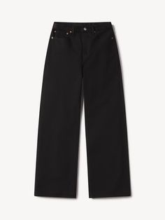 Classic wide leg relaxed fit jean. | Buck Mason Women's Jet Set Jeans in Black, Size 30 Jefferson White, Spring Outerwear, Buck Mason, Rider Jacket, Artist Tees, Black Jet, Riders Jacket, Japanese Denim, Raw Denim