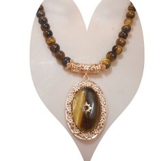 South African Yellow Tigers Eye, Brown Austrian Crystal Beaded Necklace (18.5-22.5 Inches) In Goldtone 255.00 Ctw New! Yellow Tigers Eye, Crystal Beaded Necklace, Rose Choker, Brown Beaded Necklace, Blue Statement Necklace, Charm Choker Necklace, Chunky Bead Necklaces, Crystal Fashion, Brown Necklace