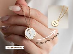 This is a unique, meaningful, stylish and minimalist necklace. While it has a rose design on the front, the back is empty and suitable for personalization.  MAMA EST 2023 MARCUS ♥ JENNIFER I LOVE YOU 05.07.2021 We can engrave name, date and message personalization with texts such as. 🍀 Material: High Quality Stainless Steel . 🍀 Finish: Gold, Silver, Rose Gold 🍀 Dimension: 18mm*18mm Rose design with 16 inch chain and 2 inch extension.  The engraving may not be dark as shown in the picture.  H Minimalist Rose Design Jewelry For Gift, Minimalist Rose Design Jewelry As Gift, Minimalist Rose Design Jewelry Gift, White Rose Design Necklace For Gift, White Rose Design Necklace As Gift, Message Necklace, Christmas Gifts For Grandma, Hidden Message, Mother Christmas Gifts