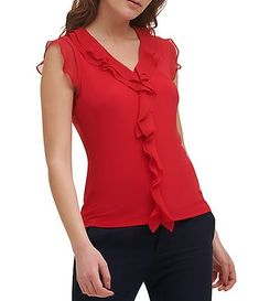 Women's Work Tops | Dillard's Stretch V-neck Top For Work, Chic Stretch V-neck Top For Work, Formal V-neck Tops, Fitted Short Sleeve V-neck Top For Work, Fitted Tops With Notched Neckline For Spring, Chic Office Tops With Notched Neckline, Chic Notched Neckline Tops For Office, Formal Fitted V-neck Tops, Elegant Fitted V-neck Top For Summer