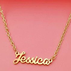 Jessica Golden Nameplate Necklace - New New: Brand New A Dainty Necklace -- Size : 1/3 Inch Wide And Just Over 1 Inch Long Nameplate Size: 17.7 -19.7 Inches Long Color: Yellow Gold-Tone Gender: Women Material: Stainless Steel Style: Fashionable Type: Pendant Necklaces Clear Quartz Necklace, Pearl Chain Necklace, Peridot Pendant, Nameplate Necklace, Unisex Necklace, Gold Charm Necklace, Cz Pendant, Quartz Necklace, Metal Necklaces