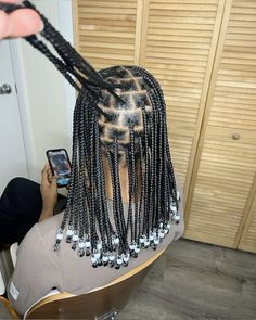 Box Braids With Curly Ends And Beads, Black Hair Hairstyles Braids, Hairstyles With Braiding Hair For Black Women, Short Braids For School, Beads Hairstyles Black Women, Hairstyles For School Black Girls Braids, Plaits Box Braids Natural Hair, Braided Hairstyles For Black Women Beads, Short Braids For Black Women With Beads