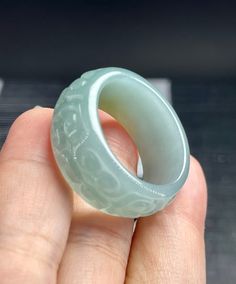 Certified Carved Ruyi Jadeite Jade Ring Band | Etsy Vietnam Jade Ring Men, Jade Rings For Women, Saddle Ring, Good Luck Bracelet, Carved Ring, Women Chain, Magical Jewelry, Bluish Green, Jade Ring