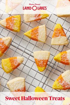 there are many small pieces of food on the cooling rack