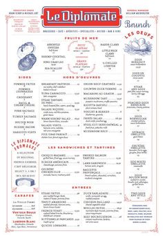 the menu for le diplomae restaurant