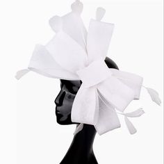 Unique And Gorgeous Statement Fascinator. Perfect For All Occasions Including High Society Events, Horse Races Tea And Cocktail Parties, Weddings, Church, Derby, Races,And More! This Fabulous Yet Simple Ornamental Styled Hat Alternative Is Both Elegant And Sophisticated!! Elegant Ribbon Headband For Wedding, Elegant Fitted Fascinator With Ribbon, Chic Party Hats With Ribbon, Chic White Fitted Costume Hats And Headpieces, Elegant Ribbon Headband, Summer Formal Fascinator With Ribbon, Formal Fitted Ribbon Fascinator, Elegant Adjustable Headpieces With Ribbon, Elegant Spring Headpiece With Ribbon