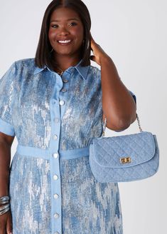 Dare to denim in our quilted shoulder bag with an optional crossbody strap. Chic Blue Quilted Shoulder Bag, Chic Denim Shoulder Bag With Adjustable Strap, Chic Denim Shoulder Bag For Spring, Quilted Denim, Denim Shoulder Bag, Quilted Shoulder Bag, Olivia Miller, Denim Shoulder Bags, Jeans Bag