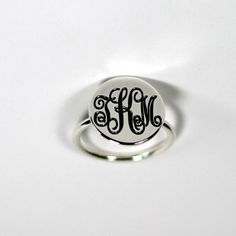 Monogram Ring in Sterling Silver, Personalized Name Ring, Initial Ring,Nameplate ring, Engraved Monogrammed Ring,Custom Name Jewelry  The initials on this sterling silver, handmade ring are made to create a stunning showpiece on your finger  You choose the letters and I create your unique monogram.  It can be your initials (usually with the family name in the center), or the initials of those most special to you.  Please let me know upon checkout in 'notes to seller':  Please tell me about the d White Gold Monogram Initial Ring, Silver Monogram Engraved Open Ring, Adjustable Engraved Initial Ring, Minimalist Monogram Engraved Ring For Anniversary, Silver Open Ring With Monogram Engraving, Minimalist Monogram Silver Ring, Minimalist Silver Monogram Ring, Classic Silver Initial Ring With Monogram, Monogram Engraved Promise Ring