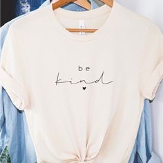 “Be Kind” Bella Canvas Classy Tshirt, Positive Shirts, Purple Graphic Tee, Acid Wash Shirt, Kindness Tshirts, Army Green Shorts, Creative T Shirt Design, Be Kind Shirt, Tee Designs