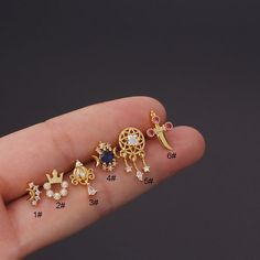 Stone: Zircon Weight: 1.50g Color: Gold/Silver Item: Sold As 1 Piece Conch Stud, Nail Piercing, Tragus Piercing Jewelry, Piercing Earrings, Tragus Piercings, Trendy Earrings, Earring Sale, Cartilage Earrings, Rose Gold Earrings