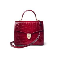 Mayfair® Bag in Deep Shine Cherry Ombre Small Croc Luxury Formal Satchel With Round Handle, Bottega Veneta Pouch, London Mayfair, Bright Bag, Slouchy Tote, Vintage Styling, Oversized Clutch, Latest Bags, Drawstring Bucket Bag