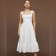 Reposhing This Item I Just Purchased From @Gentlyworn_. I Have The Dress In Another Color In Size 8 And Was Hoping To Find It In White. Unable To, I Bought The 10 Hoping It Could Be Altered And It Can’t So I’m Reposhing Since I Can’t Return. Never Worn, Still Nwt, And In Perfect Condition. Questions? Leave A Comment Below! Elegant Square Neck Sundress For Brunch, Elegant Fitted Sundress With Straight Neckline, Elegant A-line Sundress For Brunch, Elegant Linen Dress With Square Neck For Brunch, Elegant Sundress With Straight Neckline For Brunch, Elegant Midi Sundress, Elegant Square Neck Linen Dress For Brunch, Elegant Square Neck Sundress For Garden Party, Elegant Square Neck Midi Dress For Vacation