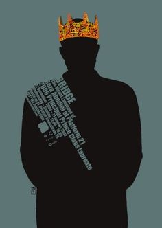 the silhouette of a man with a crown on his head