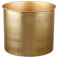 a gold colored metal container on a white background