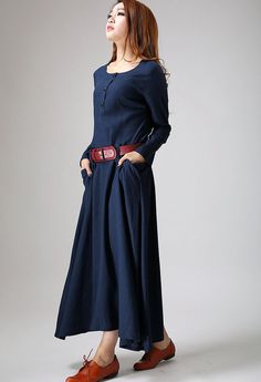 Maxi dress blue linen dress woman's long sleeve dress custom made long – XiaoLizi Blue Linen Long Sleeve Maxi Dress, Blue Linen Long Sleeve Dress, Blue Long Sleeve Linen Dress, Elegant Long Sleeve Blue Linen Dress, Elegant Blue Long Sleeve Linen Dress, Blue Linen Dress, Linen Dress Women, Women Long Sleeve Dress, Fashion Color